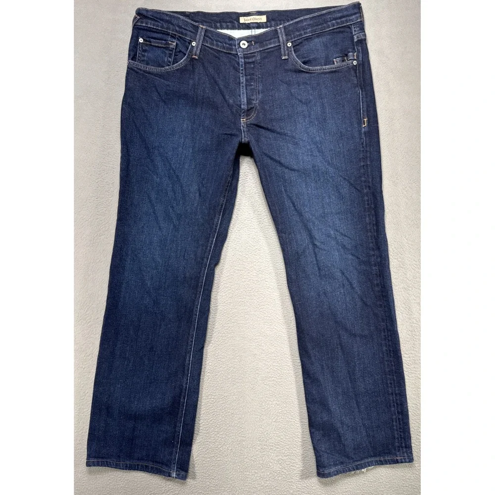 James Jeans Travis The Straight Mens 40x30 (38x30) Button Fly Dark‎ Wash Preppy
